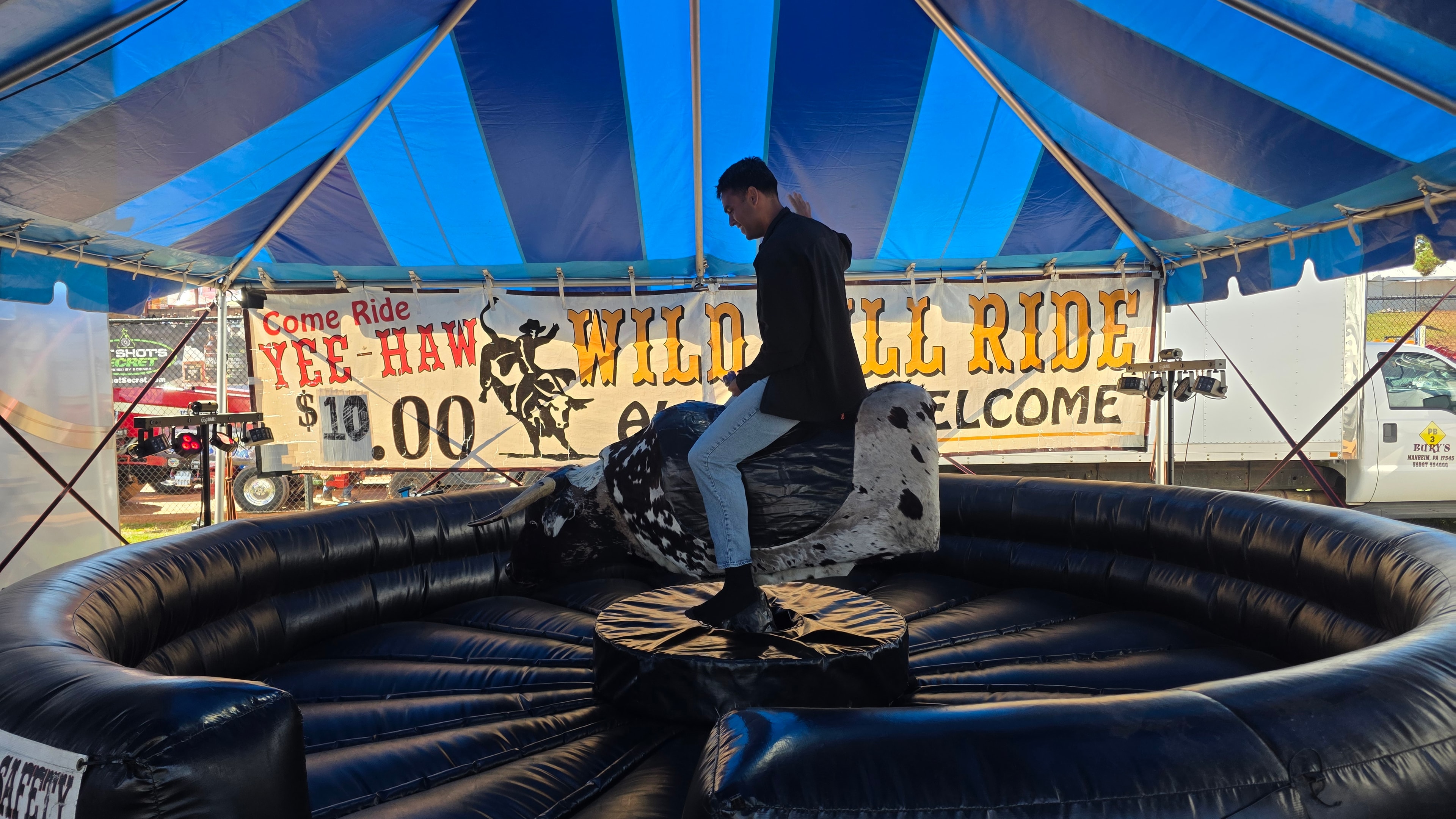 NC State Fair 2026 — mechanical bull ride action shot